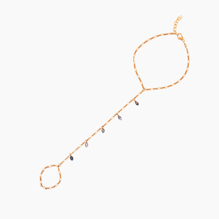 Tahitian pearl hand chain with ring and bracelet, handcrafted in Hawaii