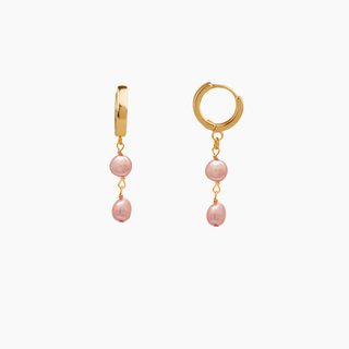 Double Pink Keshi Pearl Huggie