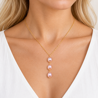 Ekolu Pink Pearl Y Necklace