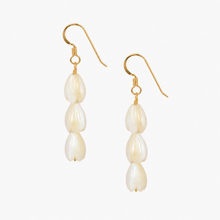Triple White Pikake Drop Earrings