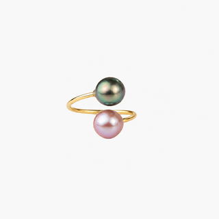 Pink & Tahitian Pearl Bypass Ring