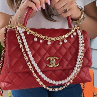 White Pearl Chain Bag Charm