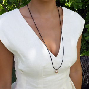 Bond Leather Pink Pearl Necklace