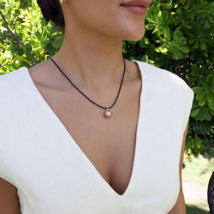 Bond Leather Pink Pearl Necklace