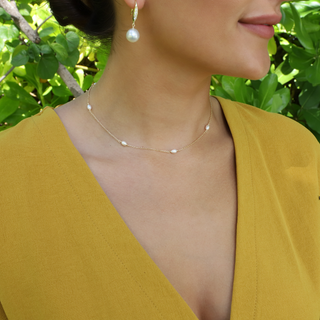 Delmar White Keshi Pearl Lariat