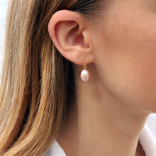 Load image into Gallery viewer, Pink Pearl Threader Earrings