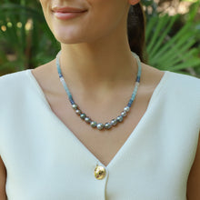 Load image into Gallery viewer, Mana Ombre Aquamarine Tahitian Pearl Necklace