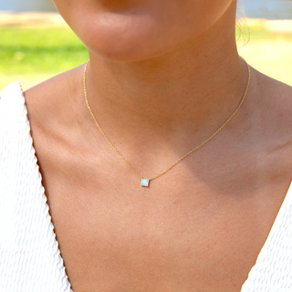 Opal Necklace in gold on model