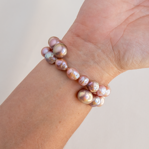 Pink Pearl Coil Bracelet