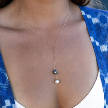 Load image into Gallery viewer, Yin Yang Lariat Y Pearl Necklace