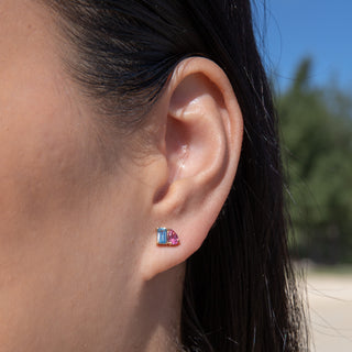 Cadence Aquamarine and Tourmaline Studs
