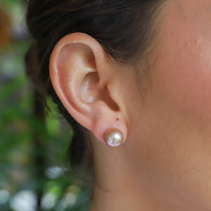 AAA Edison Pink Pearl Stud Earring 14kt Gold