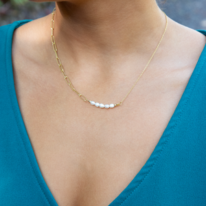 Asymmetric White Keshi Pearl Necklace