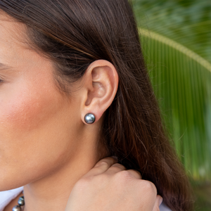 Tahitian Pearl Stud Earring Sterling Silver