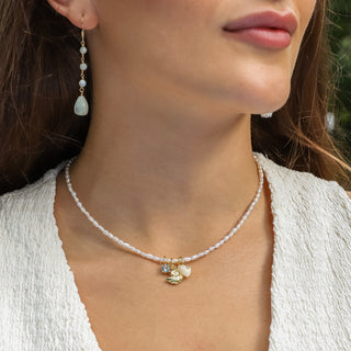 Opal Charm necklace on model