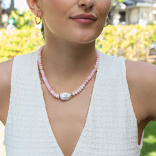 Load image into Gallery viewer, Pink Opal White Flameball Pearl Necklace