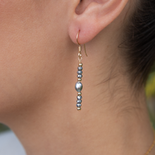 画像をギャラリービューアに読み込む, マリコ アクアマリン タヒチアンパール フープイヤリング