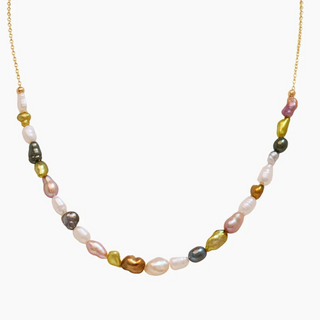Olive Rainbow Keshi Pearl Necklace