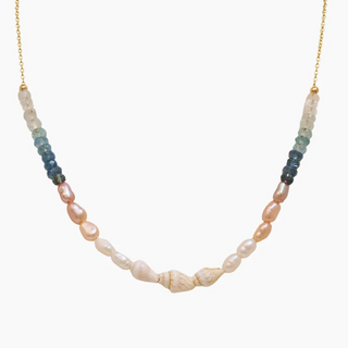 Shell Aquamarine Keshi Pearl Necklace
