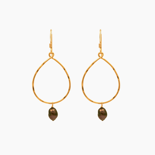 Jordan Tahitian Keshi pearl earrings with 14kt gold filled teardrop hoops and natural Keshi pearls.