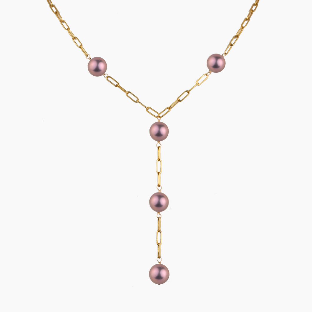 Kelly Pink Pearl Y Necklace