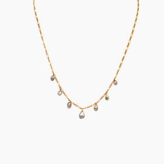  Tahitian Keshi silver pearl necklace handcrafted in Hawaii