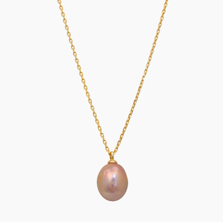 Pink Pearl necklace long with gold chain