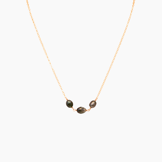 Tahitian Keshi black pearl necklace handcrafted in Hawaii