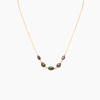 Tahitian Keshi black pearl necklace handcrafted in Hawaii