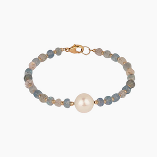 Aura Aquamarine White Pearl Bracelet