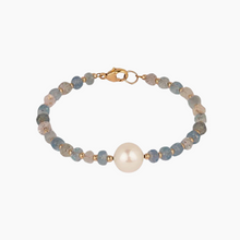 Load image into Gallery viewer, Aura Aquamarine White Pearl Bracelet