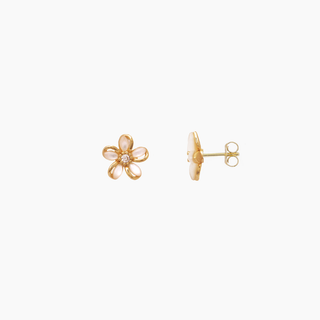 Plumeria Gold Stud Earrings