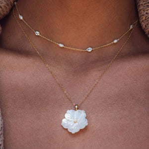Hibiscus Mother of Pearl Necklace