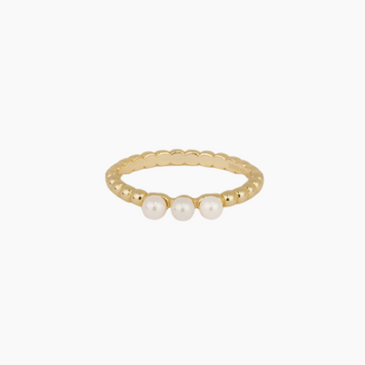 Tiny Triple White Pearl Ring