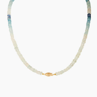 Gold clasp of Mana aquamarine ombre silver Tahitian Pearl Necklace 