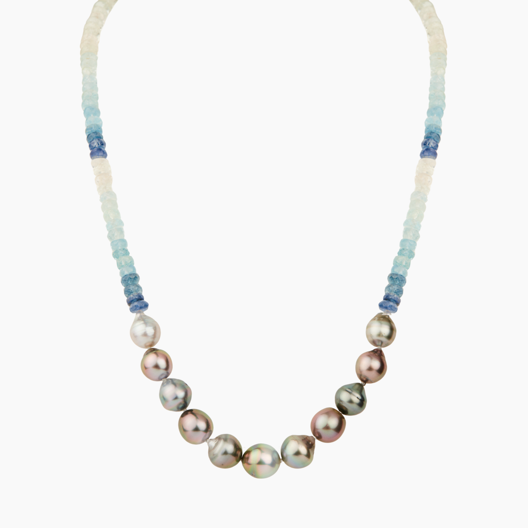 Mana Ombre Aquamarine Tahitian Pearl Necklace