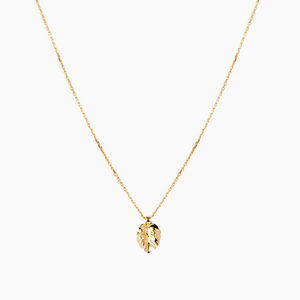 Gold Tiny Monstera Necklace Solid 14kt
