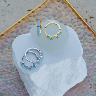 Opal Huggie Earrings silver or gold