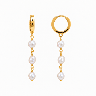 Triple Keshi White Pearl Huggies