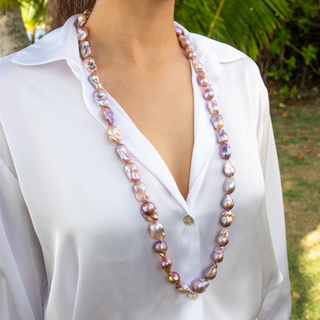 Pink Flameball Pearl Strand on model