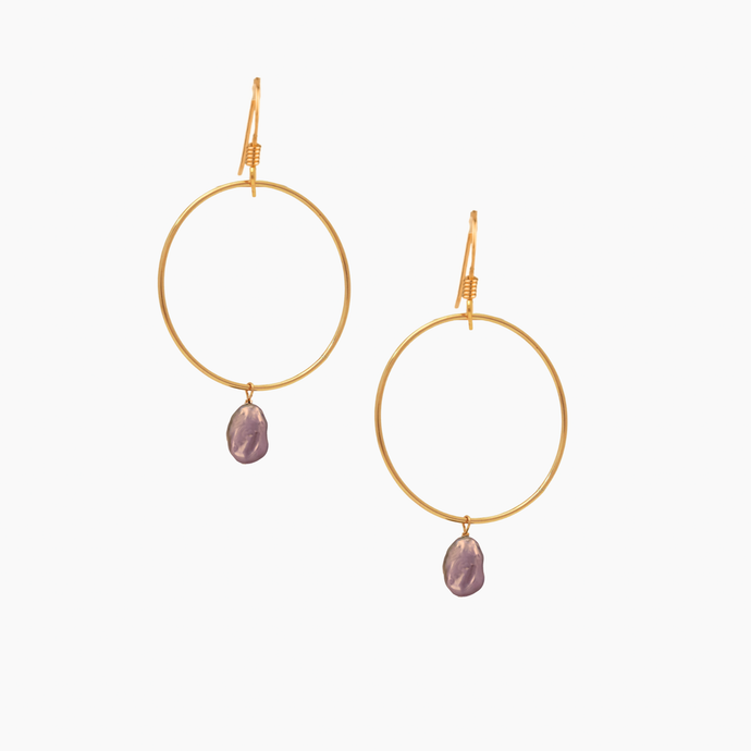 マリコ アクアマリン タヒチアンパール フープイヤリング