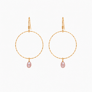 Pink Keshi Pearl Hoop Earring