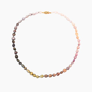 Rainbow keshi pearl strand in 14k gold 