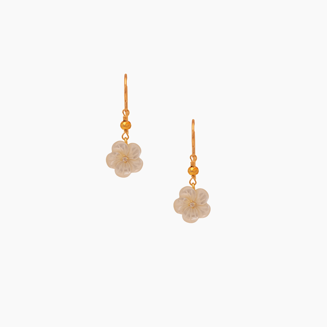 Plumeria Mother of Pearl Drop Earrings