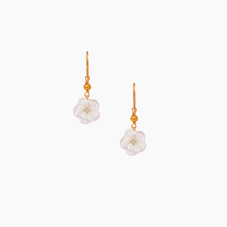 Plumeria White Mother of Pearl Drop Earrings