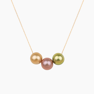 Tropical Goddess Pearl Floating Necklace 14kt Gold
