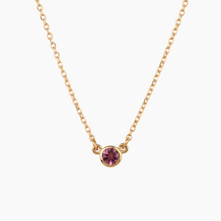 Pink Tourmaline Solitaire Birthstone Necklace