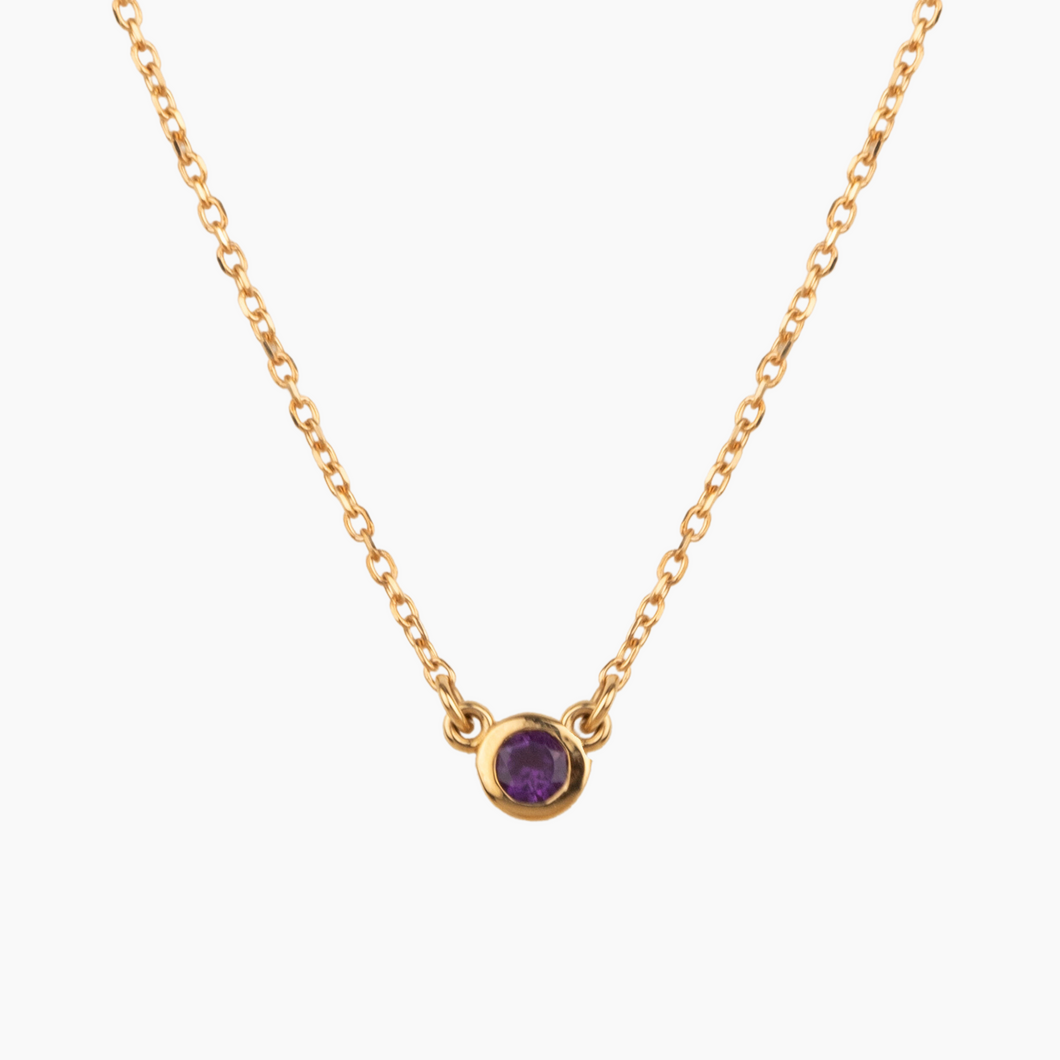 Amethyst Solitaire Birthstone Necklace