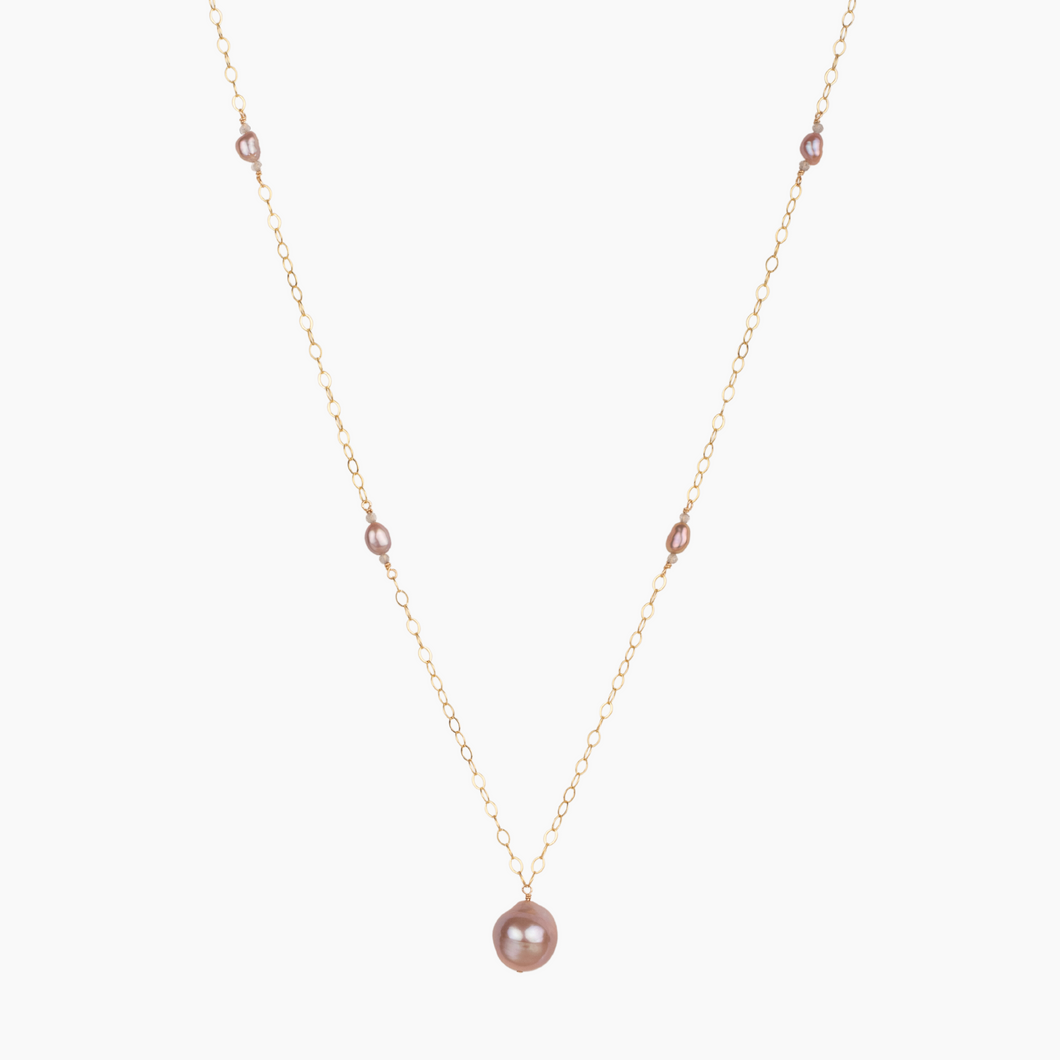 Namaste Pink Metallic Pearl Necklace