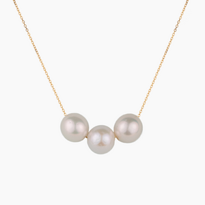 Floating Triple White Edison Pearl Necklace